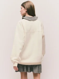 Off White écru - Sweat-shirt épais décontracté à Col rond