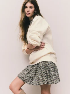 Off White écru - Sweat-shirt épais décontracté à Col rond