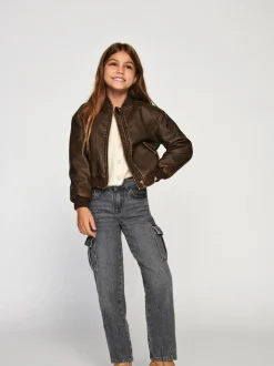 ONLY KIDS Gris Ample Cargos Jeans avec taille ajustable