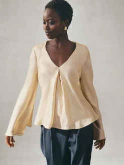 Or - Chemisier à manches longues Nodinary Satin métallisé