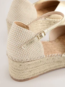 Or - Espadrilles à plateforme fermée et à bout compensé