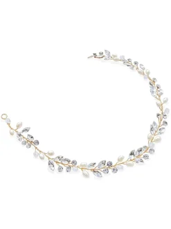 Or - Ivoire & Co Bohème Vigne à cheveux cristaux et perles