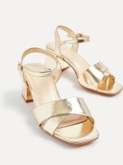 Or - Sandales à talons larges Linzi Vivian avec bandoulière avant croisée