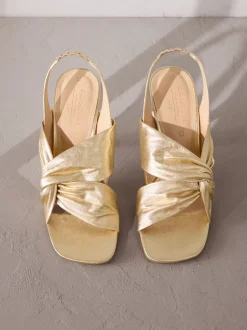 Or - Sandales Signature en cuir à talons torsadés haut de gamme