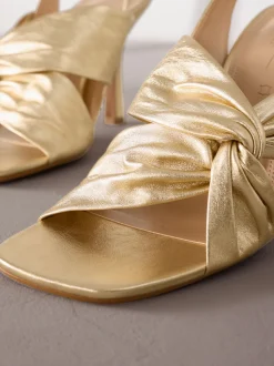 Or - Sandales Signature en cuir à talons torsadés haut de gamme