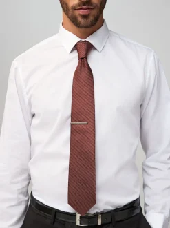 Orange - Cravate texturée avec pince à cravate