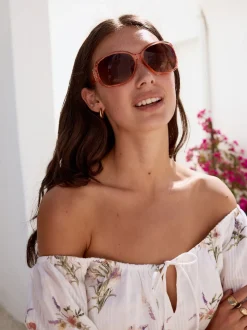 Orange - Lunettes de soleil à découpe effet dégradé