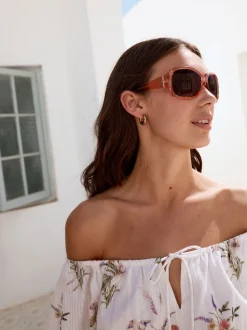 Orange - Lunettes de soleil à découpe effet dégradé