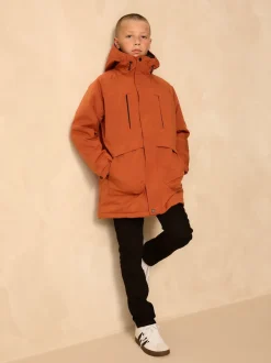 Orange - Parka Résistant à la douche doublée de polaire (3-16ans)