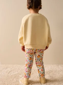 Orange à petites fleurs - Leggings côtelés (3mois-7ans)