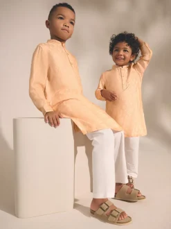 Orange clair EMB - Kurta (3mths-16yrs)