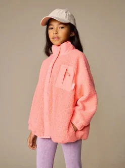 Orange corail - Veste en polaire boutonnée (3-16ans)