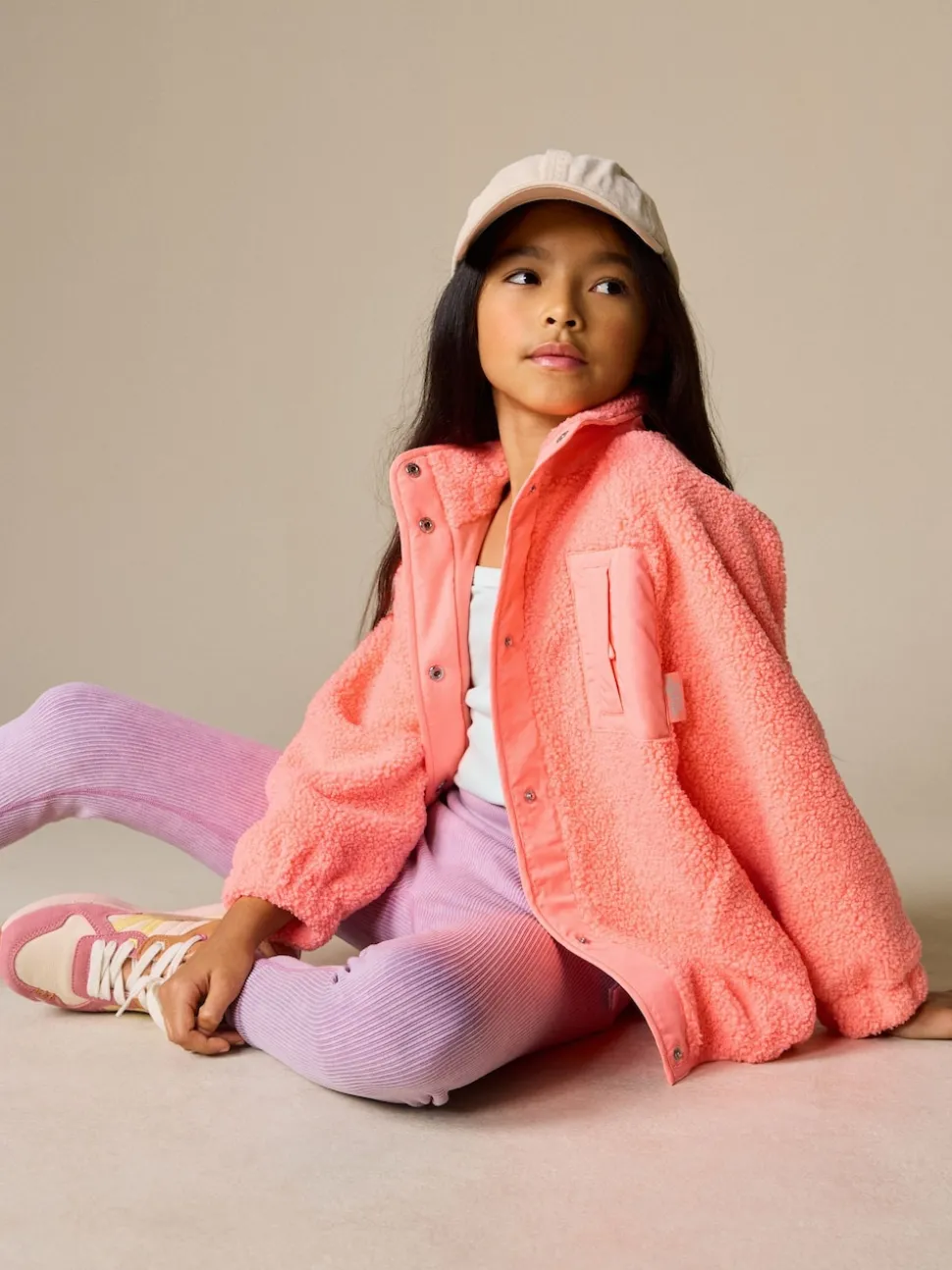 Orange corail - Veste en polaire boutonnée (3-16ans)