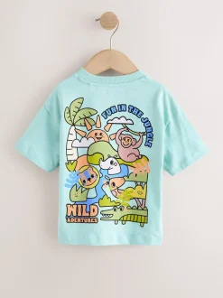 Orange motif safari - Lot de 3 t-shirts graphiques à manches courtes (3mois7ans)