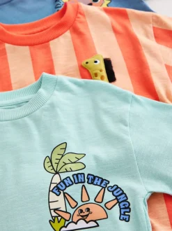 Orange motif safari - Lot de 3 t-shirts graphiques à manches courtes (3mois7ans)