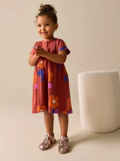 Orange rétro - Robe en jersey (3mois à7ans)