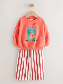 Orange Squeeze the Day - Ensemble Sweat-shirt et Pantalons Amples (3mois-7ans)