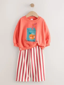 Orange Squeeze the Day - Ensemble Sweat-shirt et Pantalons Amples (3mois-7ans)