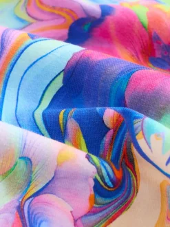 Orange/bleu fleuri - Leggings (3-16ans)