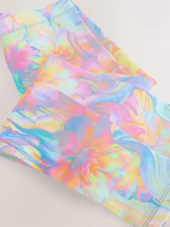 Orange/bleu fleuri - Leggings (3-16ans)