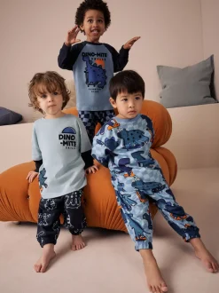 Orange/Dinosaur marine - Lot de 3 pyjamas oversize (9mois-10ans)