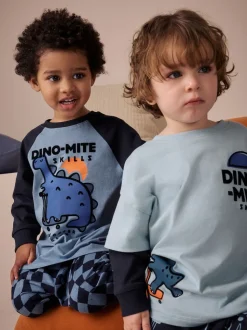Orange/Dinosaur marine - Lot de 3 pyjamas oversize (9mois-10ans)