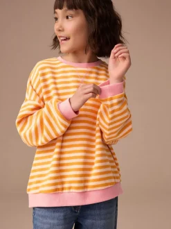 Orange/rose - Sweat-shirt oversize côtelé confortable (9mois-16ans)