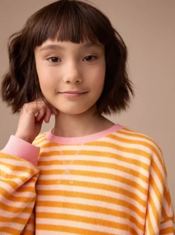 Orange/rose - Sweat-shirt oversize côtelé confortable (9mois-16ans)