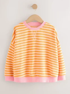 Orange/rose - Sweat-shirt oversize côtelé confortable (9mois-16ans)