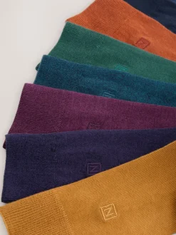 Orange/vert/bleu - Lot de 8 - Chaussettes fraîches brodées durables