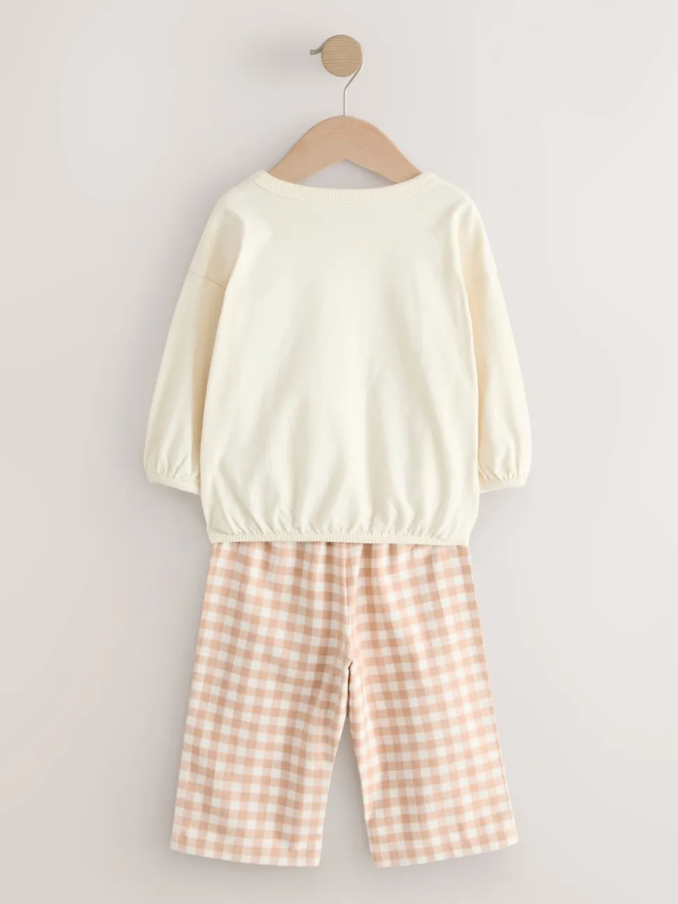 Ours Aspen écru/marron - Ensemble pyjama sweat-shirt avec bas tissé (9mois10ans)