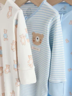 Ours bleu - Combinaisons de nuit à fermeture éclair pour bébés 3 Pack (0mths-3yrs)