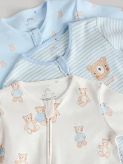 Ours bleu - Combinaisons de nuit à fermeture éclair pour bébés 3 Pack (0mths-3yrs)
