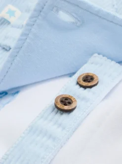 Ours bleu - Ensemble salopette et body en velours côtelé (0mois-2ans)