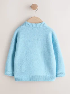 Ours bleu - Personnage Pull Col rond en maille (3mois-7ans)