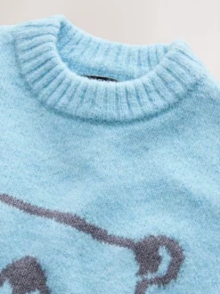 Ours bleu - Personnage Pull Col rond en maille (3mois-7ans)