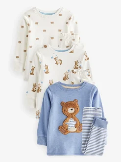 Ours bleu clair - Lot de 3 pyjamas Snuggle (9mois-6ans)