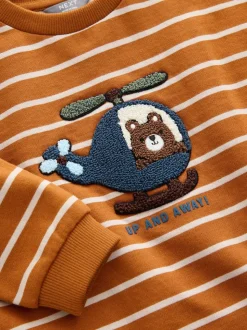 Ours brun fauve à rayures écrues - Sweat imprimé All-over Col rond (3mois -7ans)