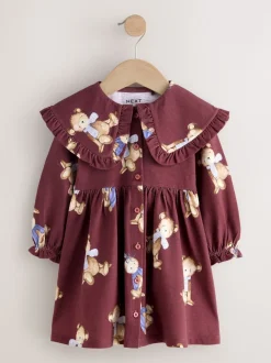 Ours en peluche bordeaux - Robe à col à manches longues (3mois7ans)