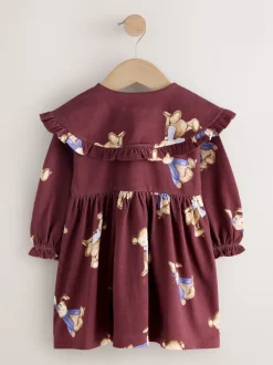 Ours en peluche bordeaux - Robe à col à manches longues (3mois7ans)