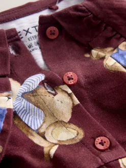 Ours en peluche bordeaux - Robe à col à manches longues (3mois7ans)