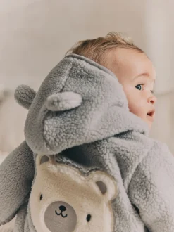 Ours gris - Cosy Borg Veste Bébé en laine polaire