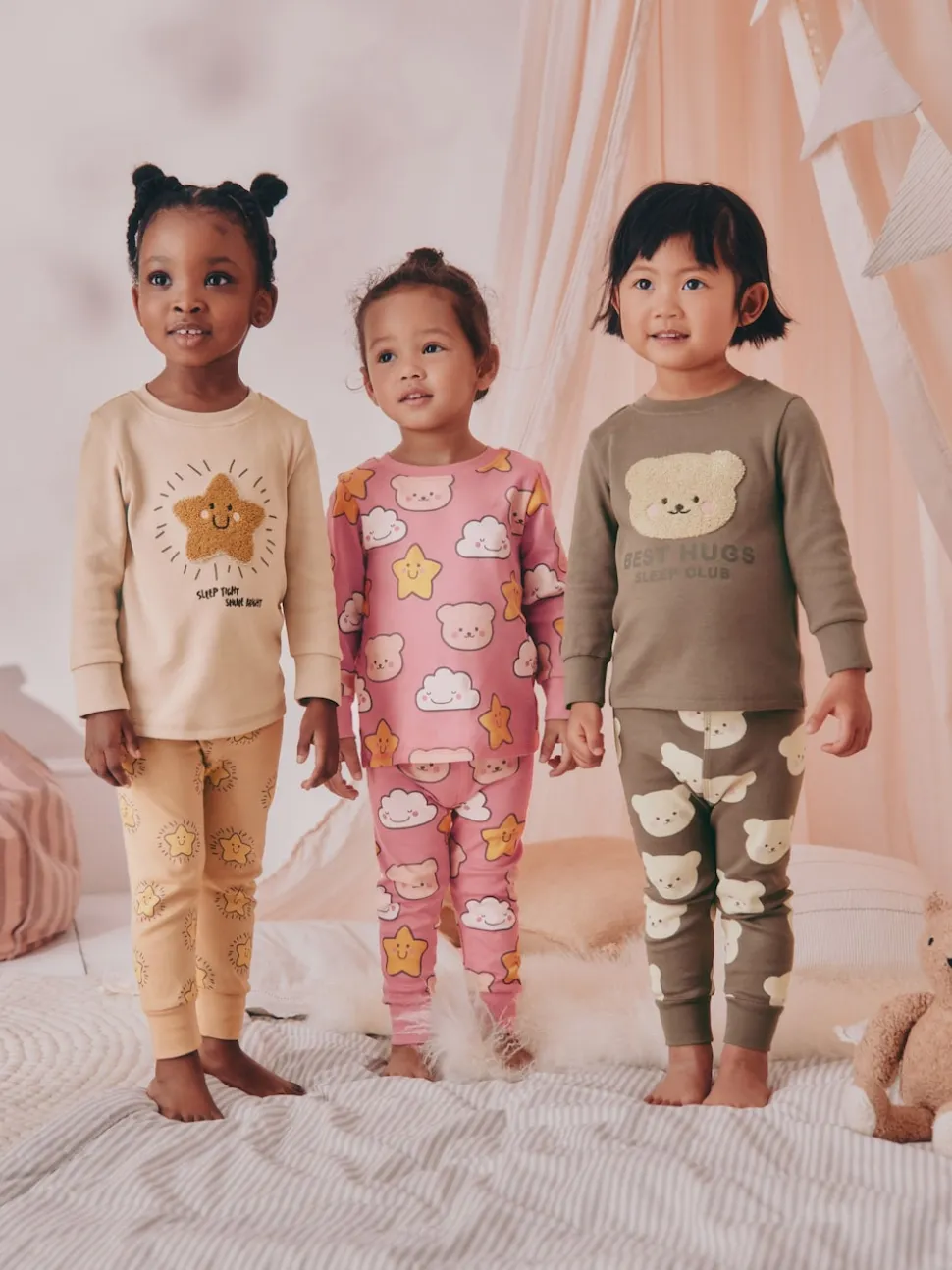 Ours marron/étoile - Lot de 3 pyjamas Snuggle (9mois-9ans)