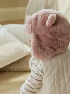 Ours rose en fausse fourrure - Chapeau de trappeur bébé (0mois-2ans)