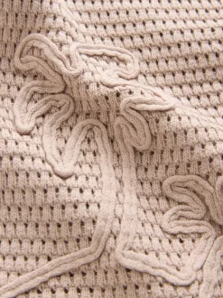 Palmiers neutres - Polo texturé en maille à manches courtes avec col révéré (3mois7ans)