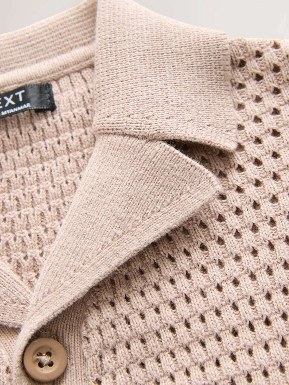 Palmiers neutres - Polo texturé en maille à manches courtes avec col révéré (3mois7ans)