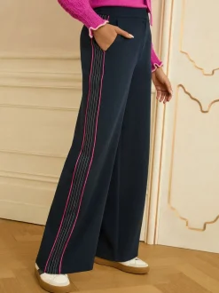 Pantalons à jambe large à rayure latérale contrastante Love & Roses