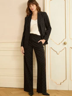 Pantalons amples Love & Roses à pois floqués