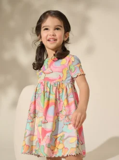 Papillon arc-en-ciel - Robe en jersey côtelé (3mths-7yrs)