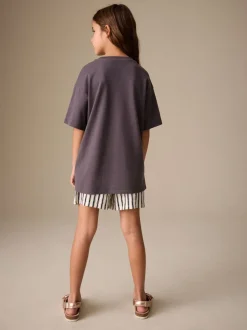 Papillon gris anthracite - T-shirt oversize à sequins (3-16ans)